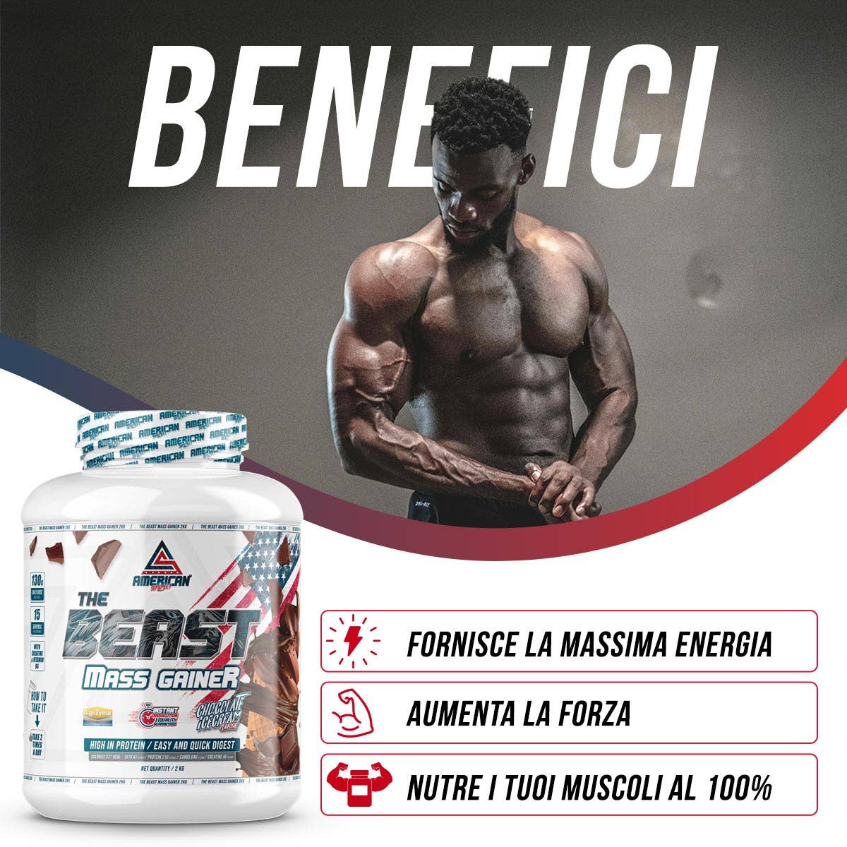 American Supplement | The Beast Mass Gainer 2 kg: Cookies