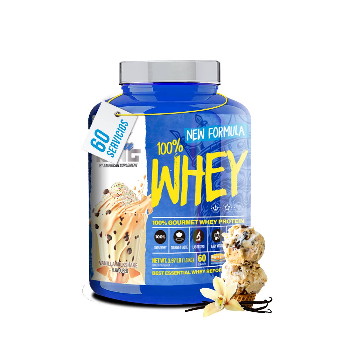 American Supplement | 100% Whey Protein BlueKing 2kg: Strawberry
