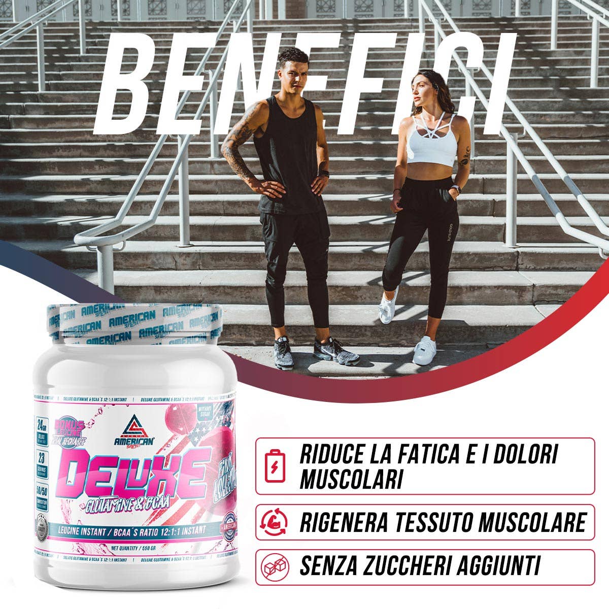 American Supplement | BCAA's with Deluxe Glutamine 550 g: PINK LOLLY
