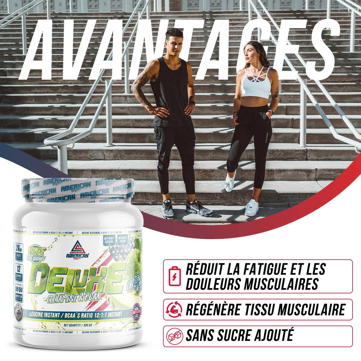 American Supplement | Bcaa's with Deluxe Glutamine 300 g: Apple