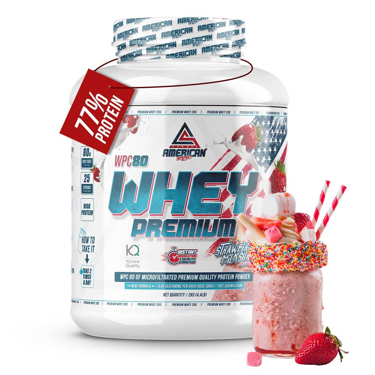 American Supplement | Premium Whey Protein WPC80 2 kg: BlackCookies OREO