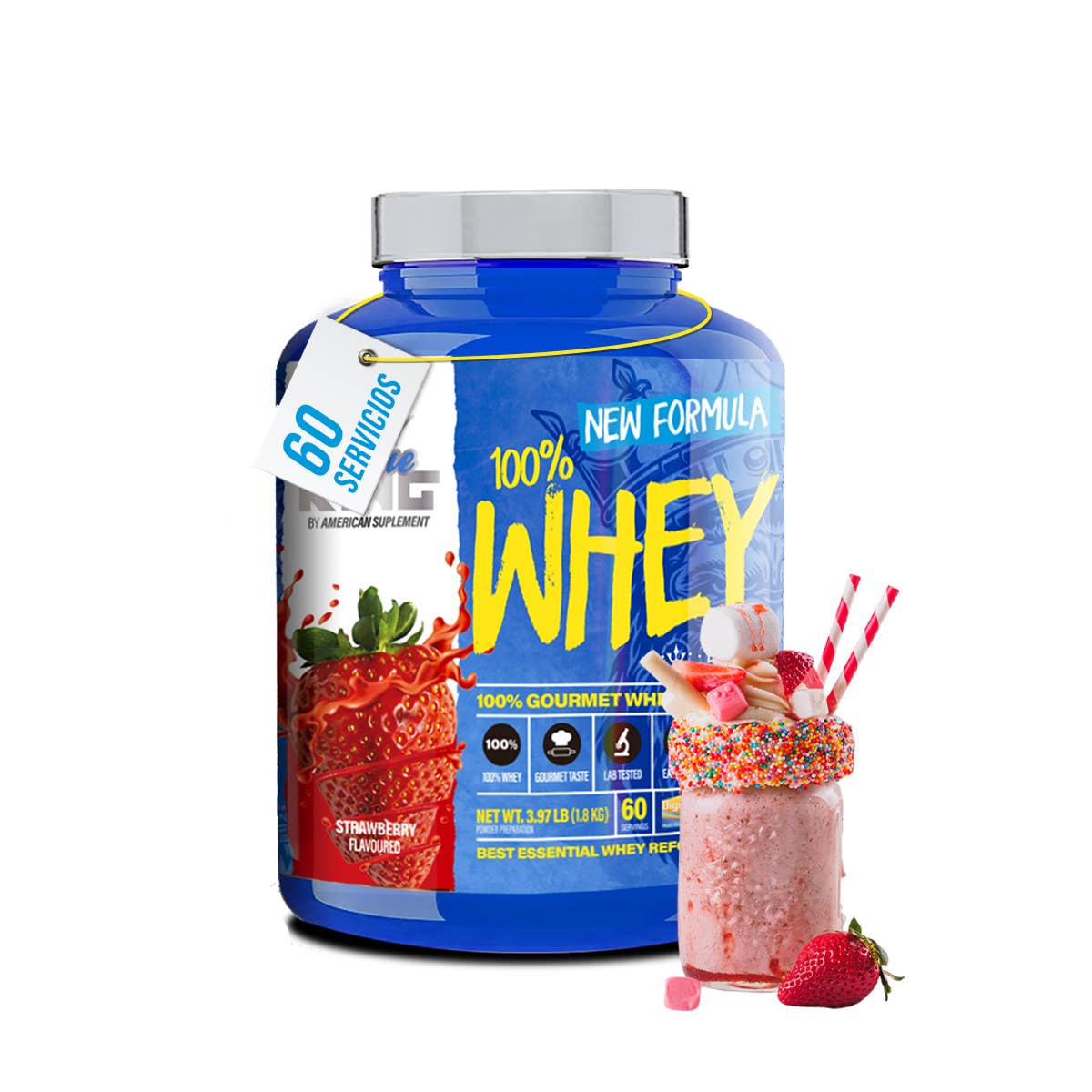American Supplement 100% srvátkový proteín BlueKing 2kg: Jahoda