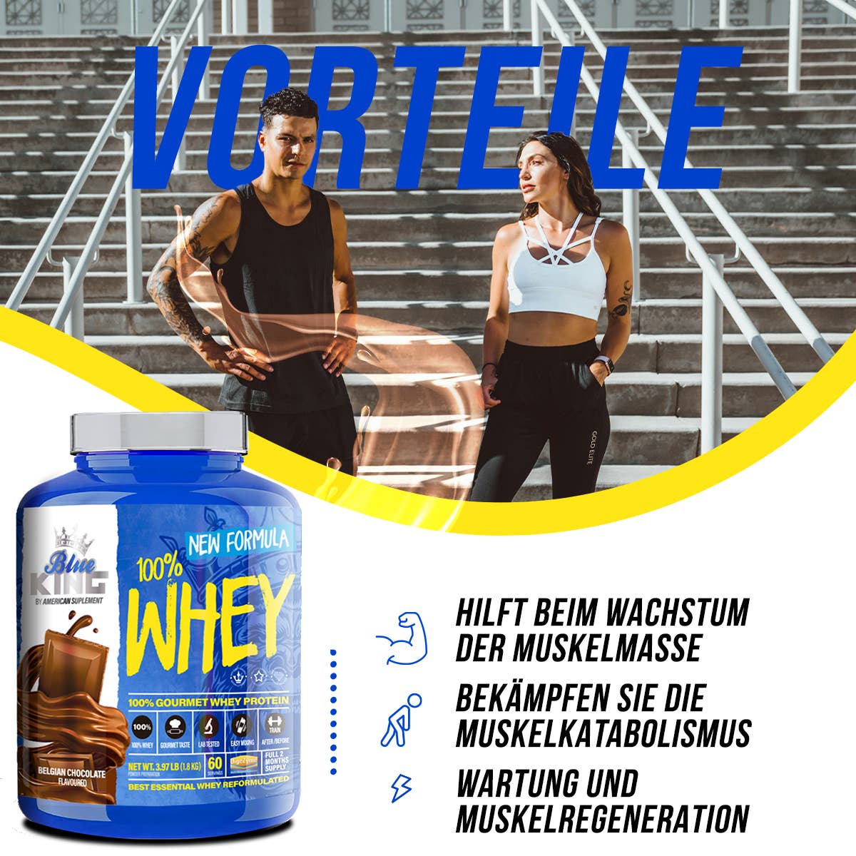 American Supplement | 100% Whey Protein BlueKing 2kg: Cookies