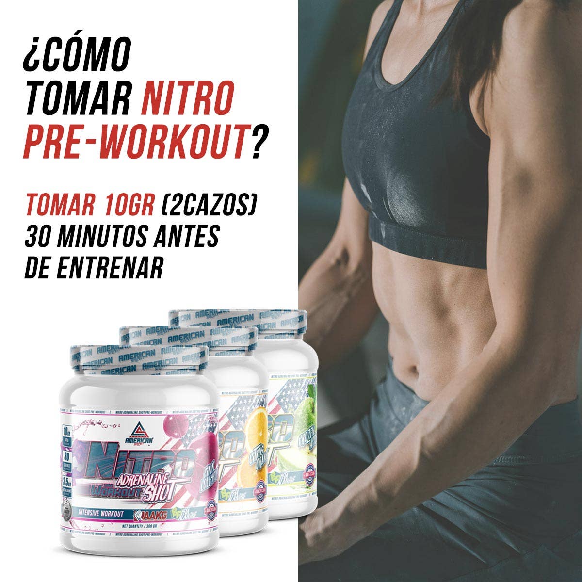 American Supplement Nitro Adrenaline Shot Pre-Work Out 300 g: Apple