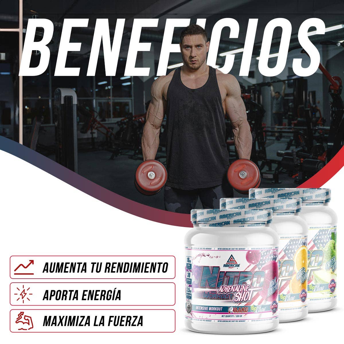 American Supplement Nitro Adrenaline Shot Pre-Work Out 300 g: Lollipop