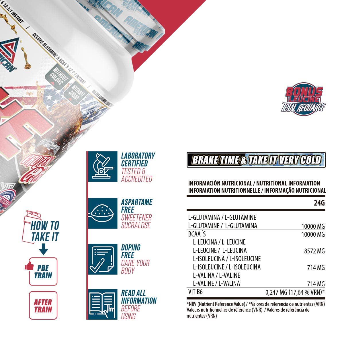 American Supplement | BCAA s deluxe glutamínom 300 g: Cola