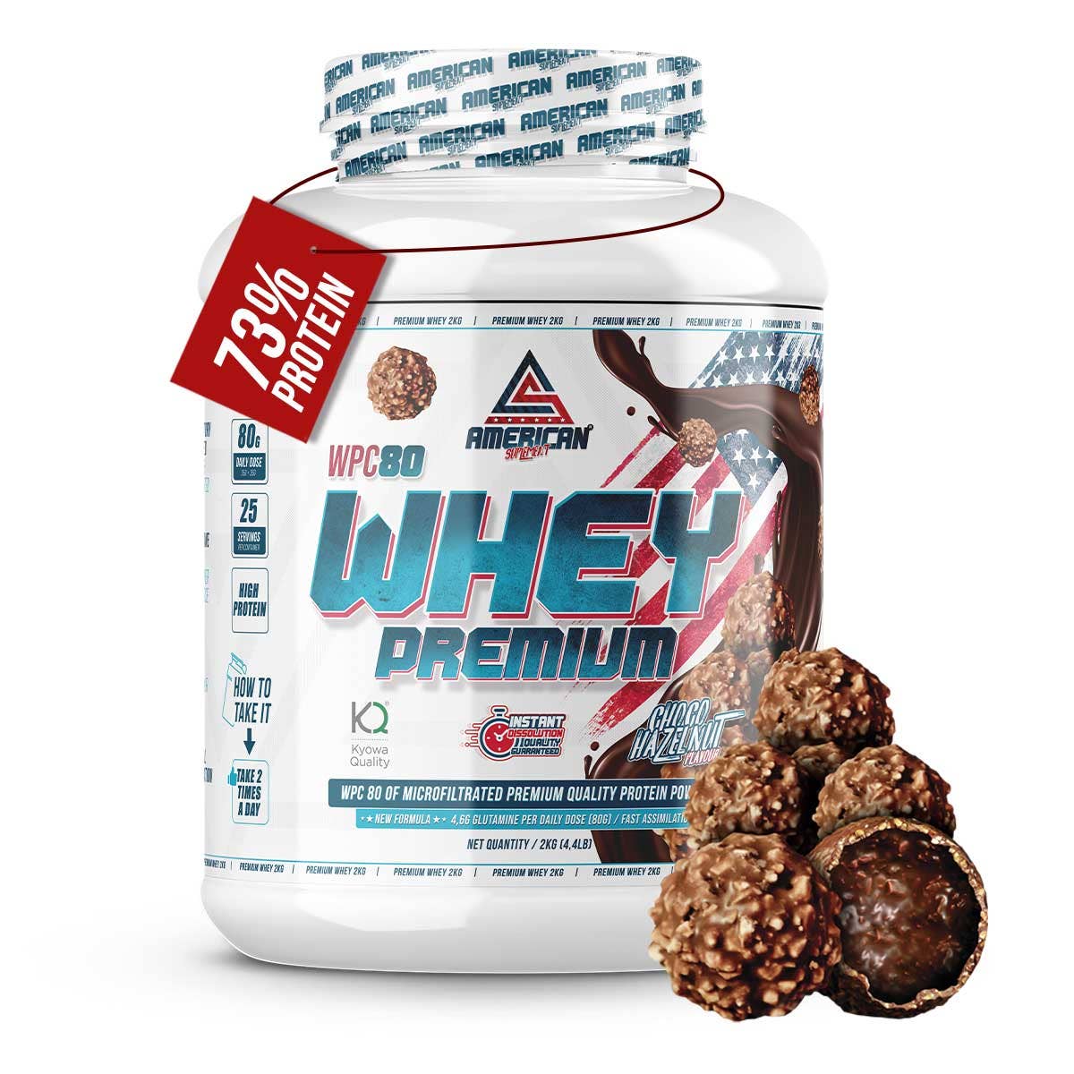 American Supplement | Premium Whey Protein WPC80 2 kg: Cookies