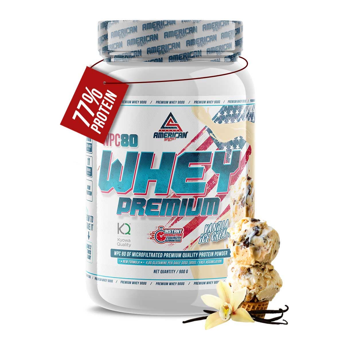 American Supplement Prémiový srvátkový proteín WPC80 900 g: Vanilka