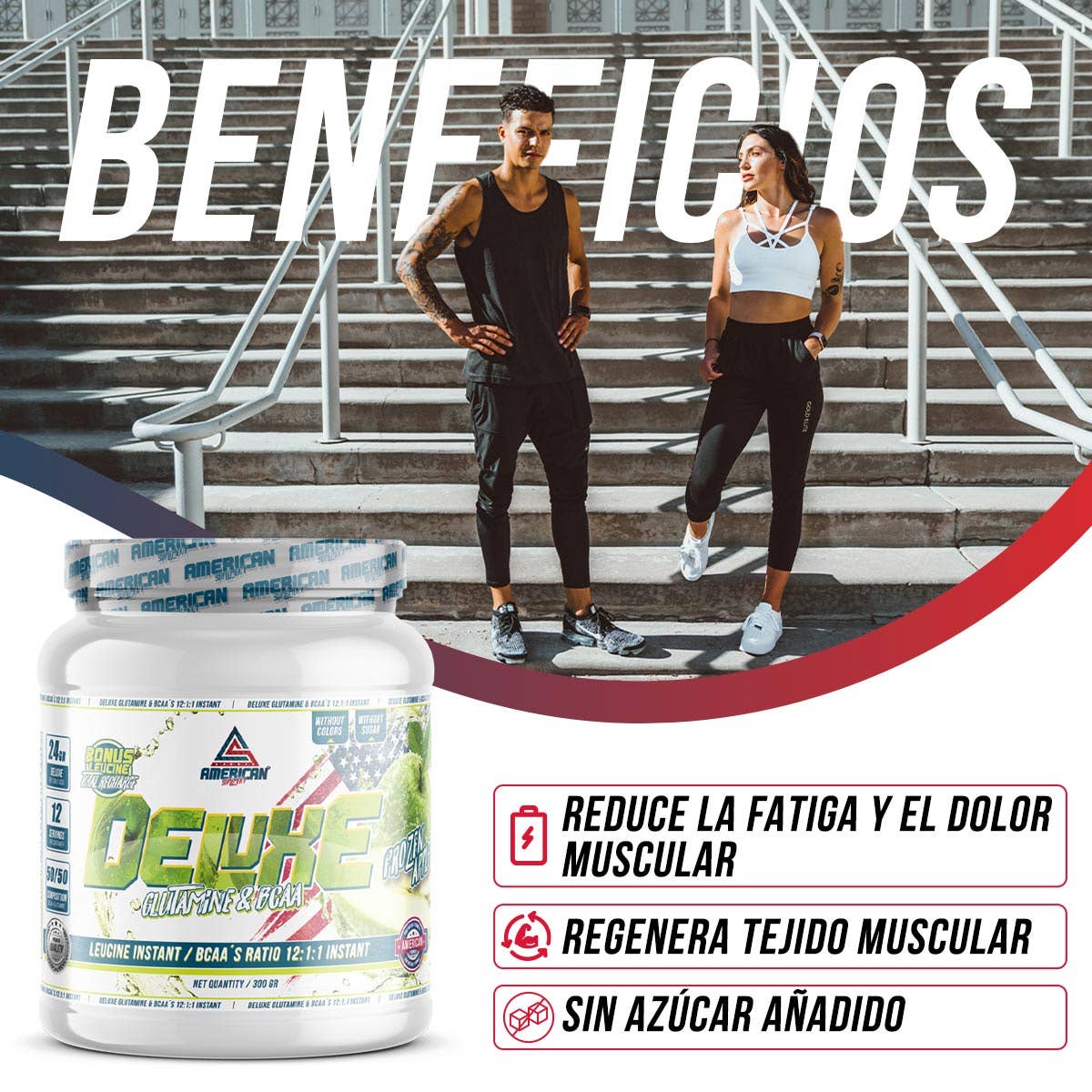 American Supplement | Bcaa's with Deluxe Glutamine 300 g: Apple