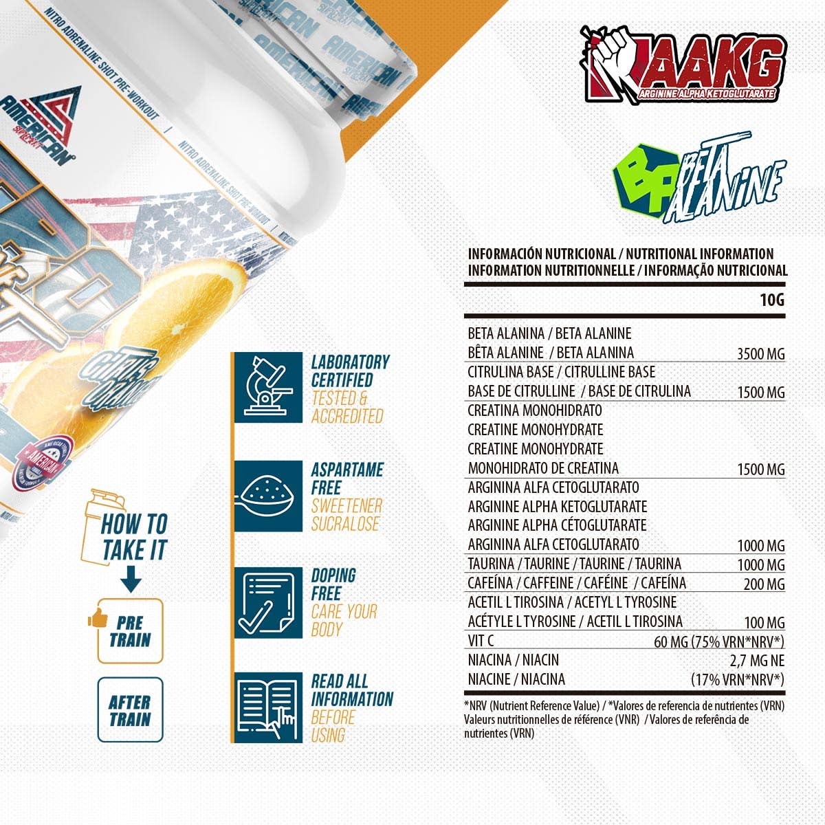 American Supplement Nitro Adrenaline Shot Pre-Work Out 300 g: Lollipop