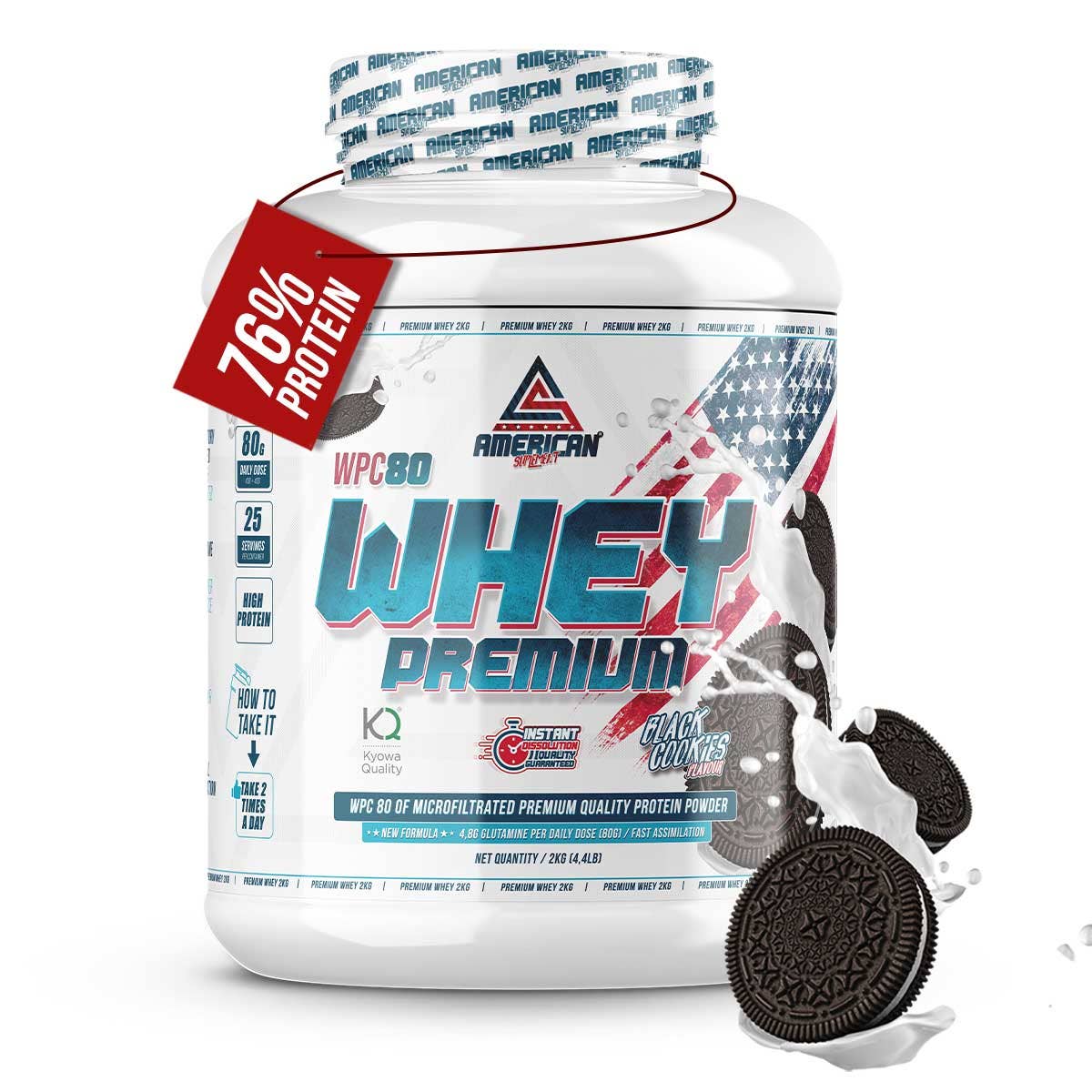 American Supplement | Premium Whey Protein WPC80 2 kg: Cookies