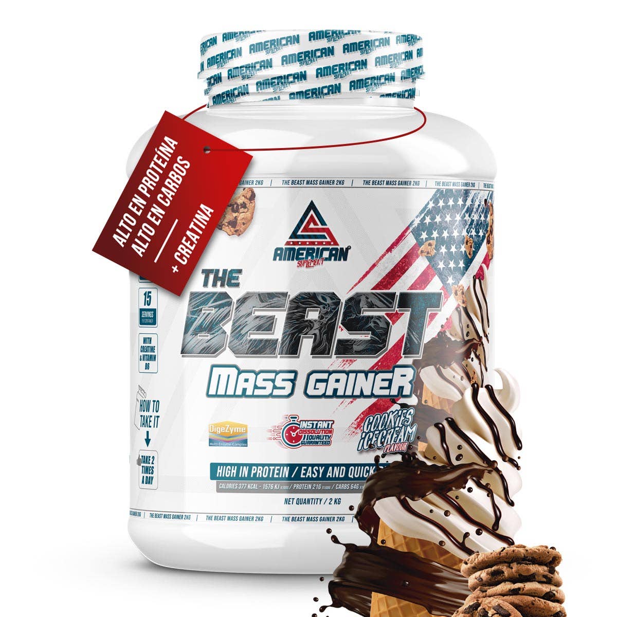 American Supplement | The Beast Mass Gainer 2 kg: Sušienky