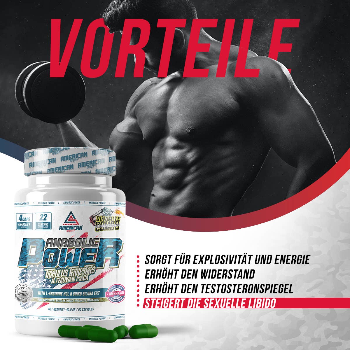 American Supplement | Anabolic Power | Tribulus | 90 capsules