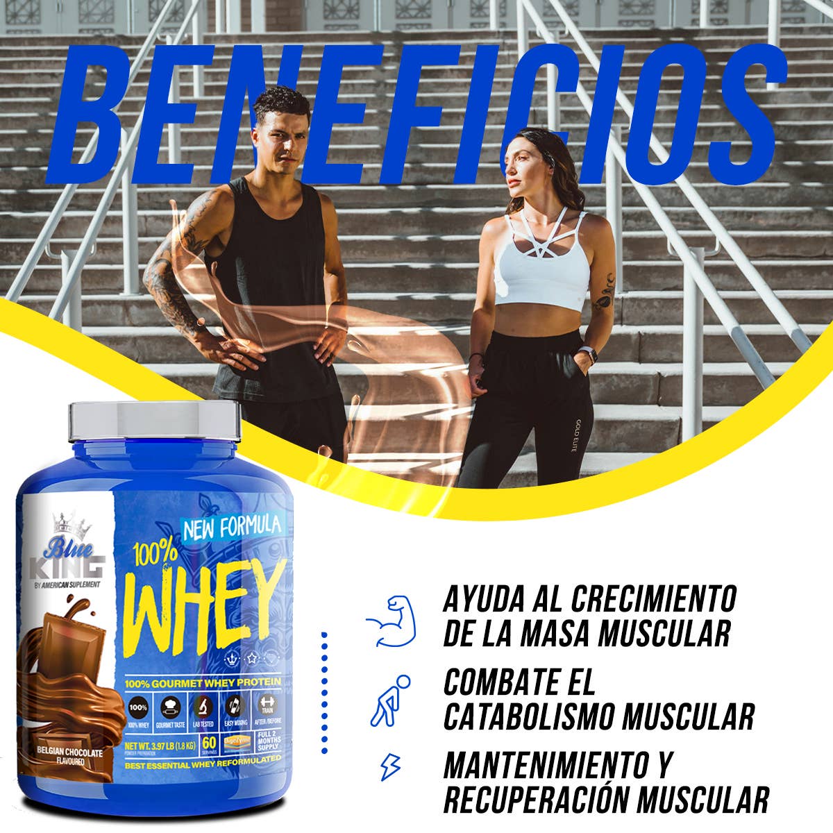 American Supplement | 100% Whey Protein BlueKing 2kg: Chocolate