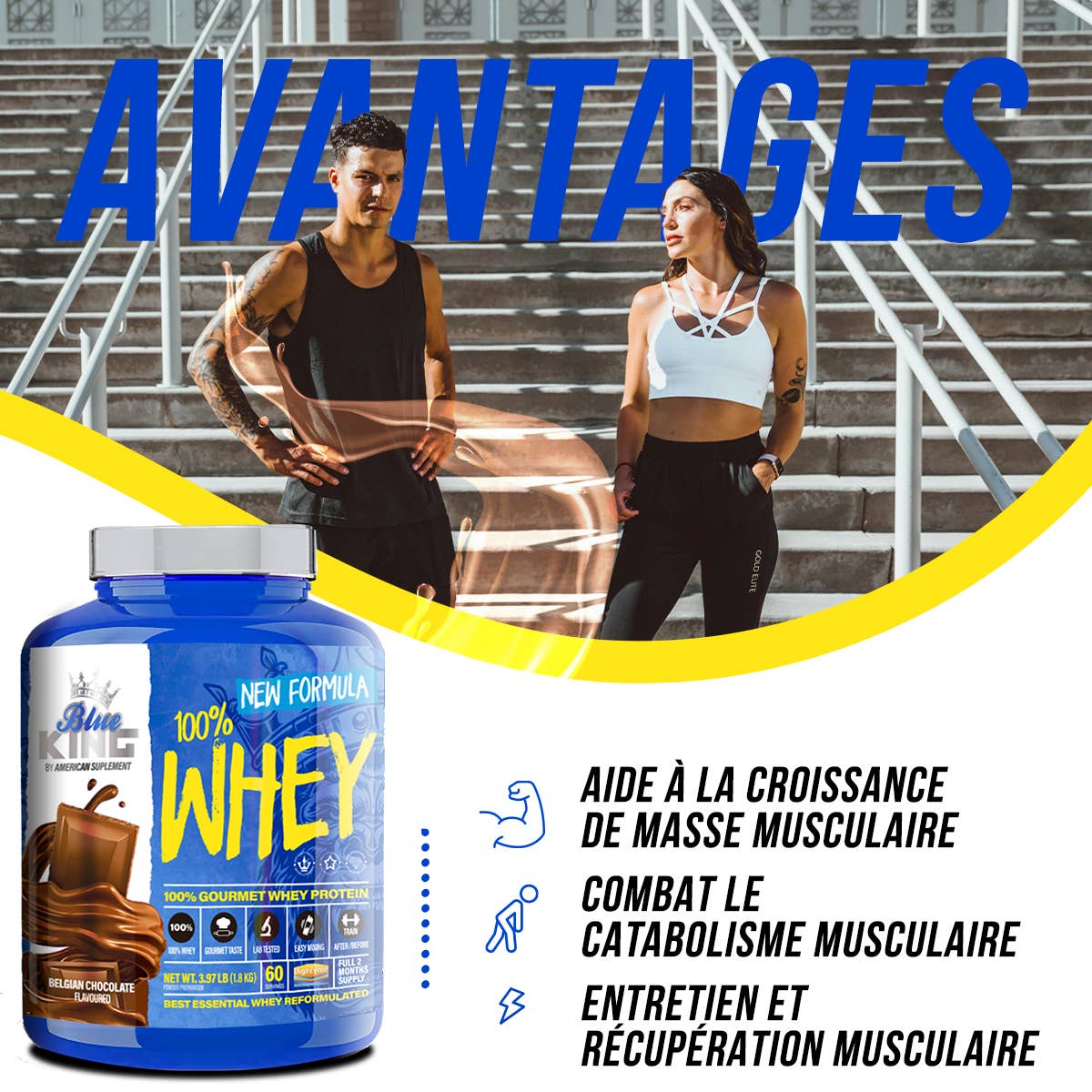 American Supplement | 100% Whey Protein BlueKing 2kg: Strawberry