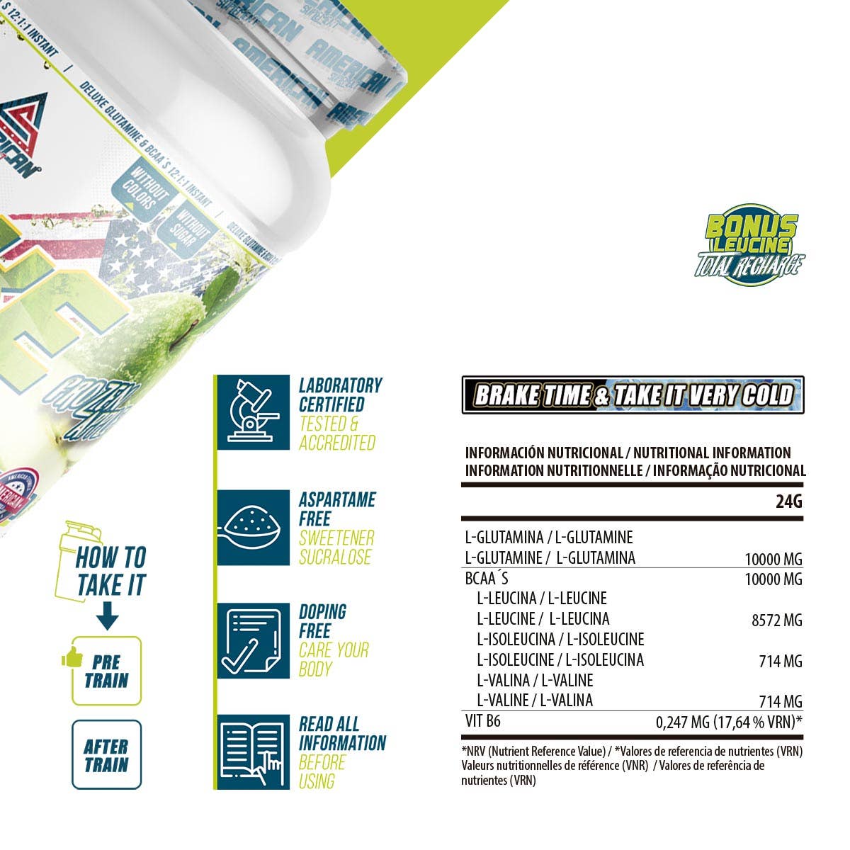 American Supplement | Bcaa's with Deluxe Glutamine 300 g: Lemon