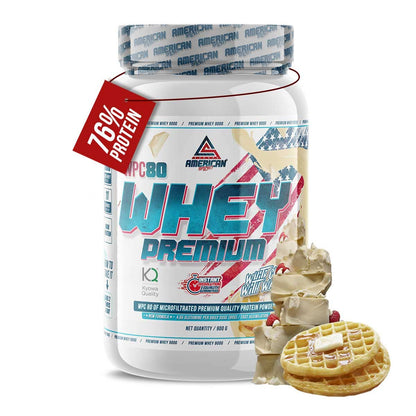 American Supplement | Premium Whey Protein WPC80 900 g: White choco with waffle