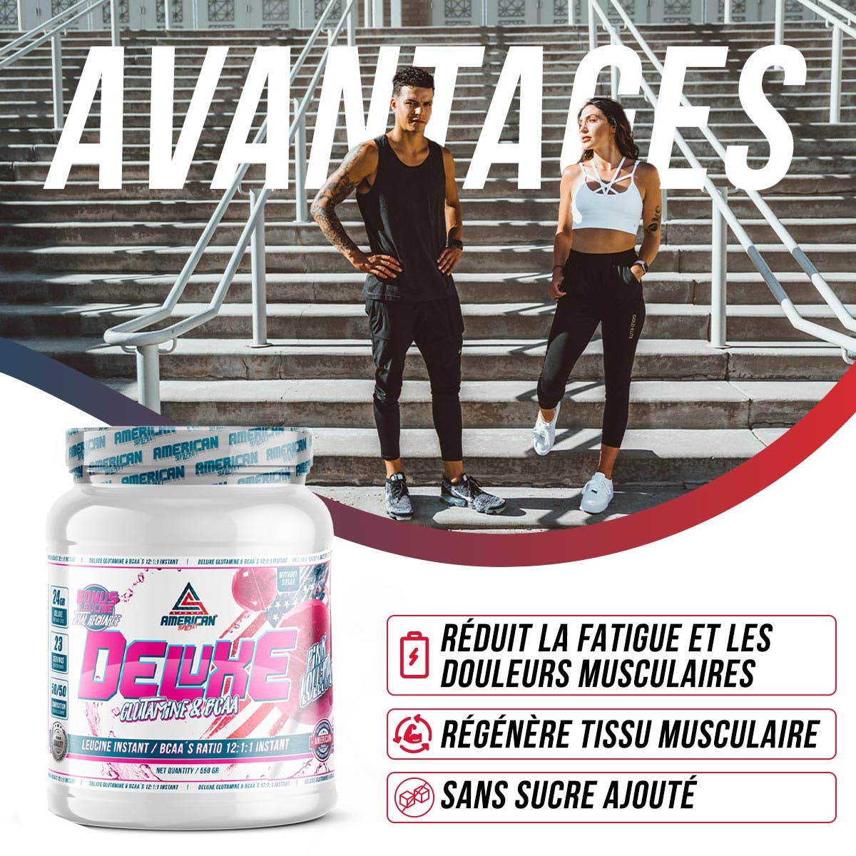 American Supplement | BCAA's with Deluxe Glutamine 550 g: PINK LOLLY