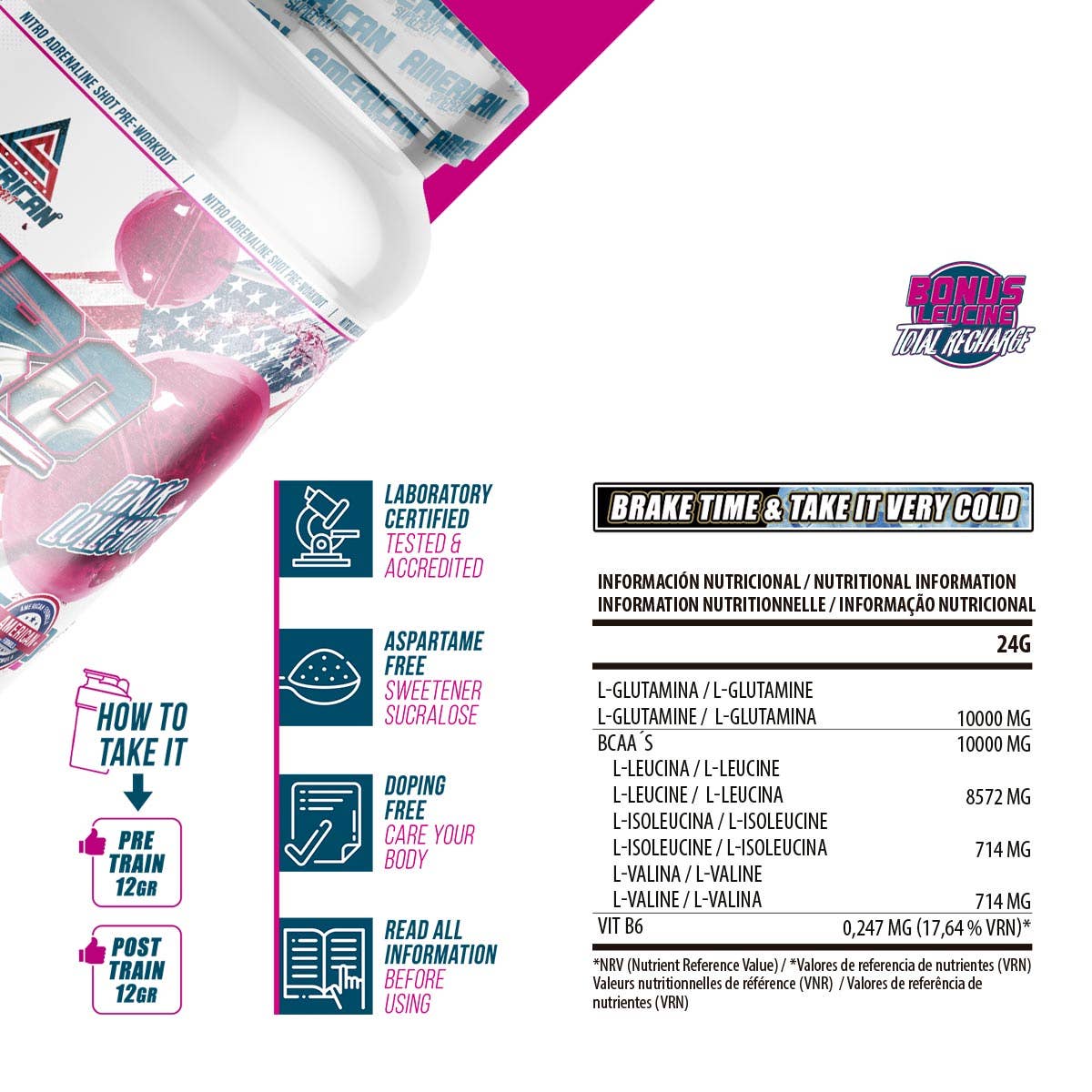 American Supplement BCAA s Deluxe glutamínom 550 g: PINK LOLLY
