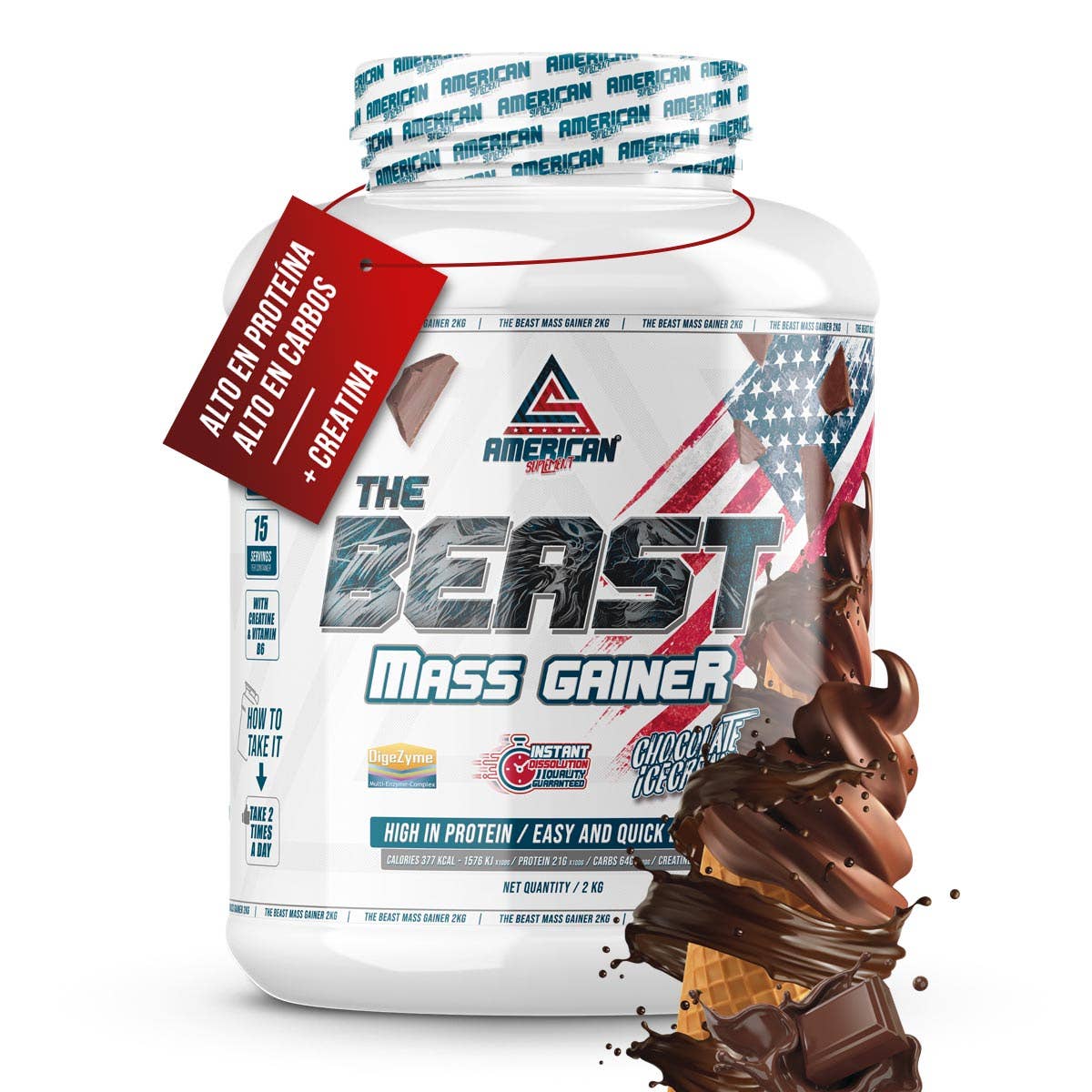 American Supplement The Beast Mass Gainer 2 kg: Čokoláda