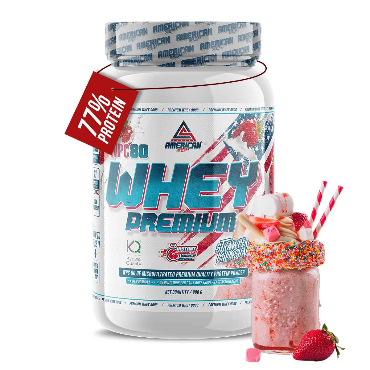 American Supplement | Premium Whey Protein WPC80 900 g: Vanilla